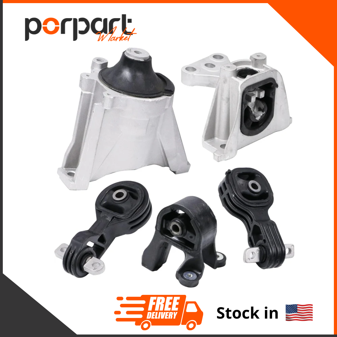 Engine Motor Mount Kit Trans Mount Compatible with Honda CRV 2.4L 2007-2011 5PCS Transmission Motor Mount Replace A65010 A4595 A4598 A4535 A4536