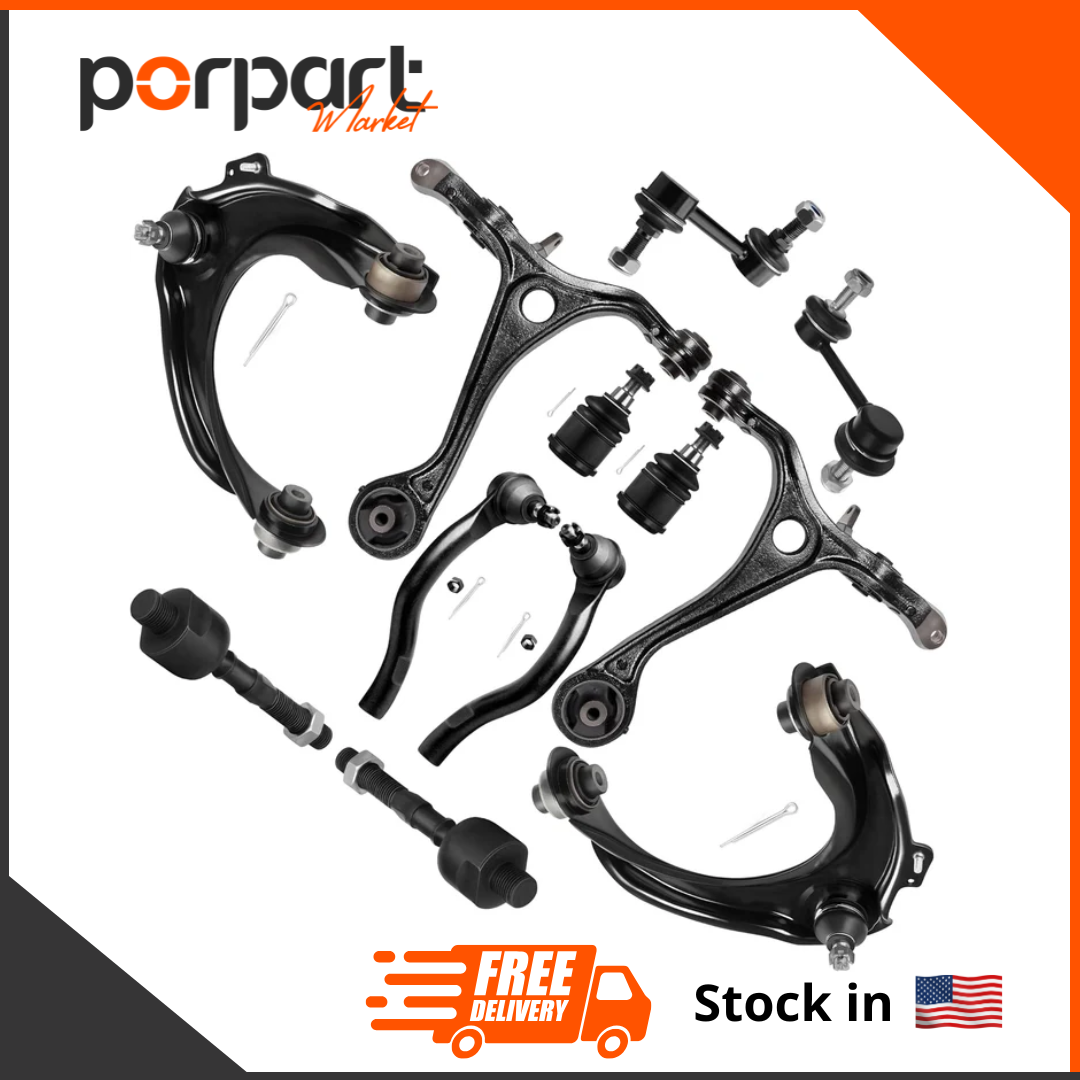 12Pcs Front Suspension Kit 2 Upper Control Arm and Ball Joint 2 Lower Control Arm 2 Lower Ball Joint 4 Tie Rods 2 Sway Bars for ACURA TSX 2004-2008 for Honda for Accord Sedan Coupe 2003-2007