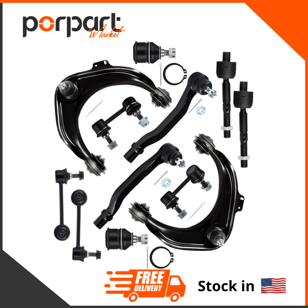 12Pcs Suspension Kit 2 Upper Control Arm 2 Lower Ball Joint 2 Outer Tie Rod 2 Inner Tie Rod 2 Front Sway Bar 2 Rear Sway Bar Fit 1998 1999 2000 2001 2002 for Honda for Accord