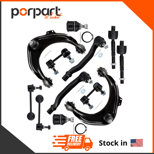 12Pcs Suspension Kit 2 Upper Control Arm 2 Lower Ball Joint 2 Outer Tie Rod 2 Inner Tie Rod 2 Front Sway Bar 2 Rear Sway Bar Fit 1998 1999 2000 2001 2002 for Honda for Accord