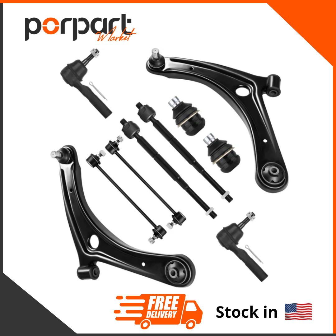 10Pcs Front Suspension Kit Lower Control Arm Inner Outer Tie Rod End Sway Bar Link Lower Ball Joint Fit 2007-2017 for Jeep Compass Patriot 2007-2012 for Dodge Caliber