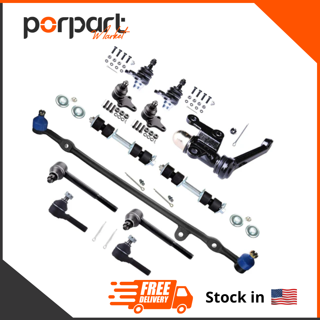 12Pcs Front Upper Lower Ball Joints Outer Inner Tie Rod Ends Center Link Suspension Sway Bar Links Idler Arm Fit 1989 1990 1991 1992 1993 1994 1995 for Toyota Pickup RWD