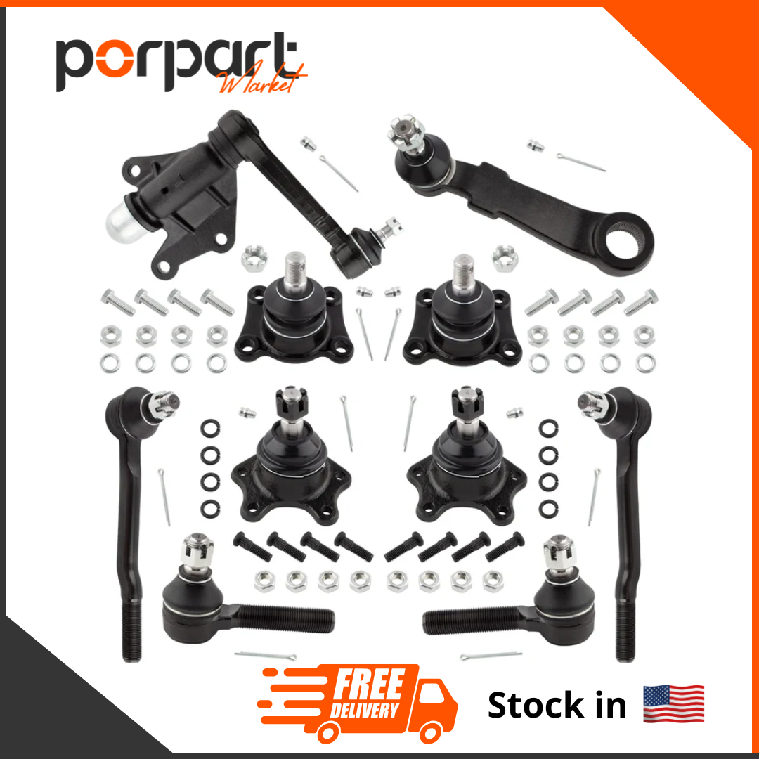 10Pcs Front Idler Arm Pitman Arm Ball Joints Tie Rod Ends for Toyota 4Runner/Pickup 1989-1995, T100 1993-1998 - 4WD Only