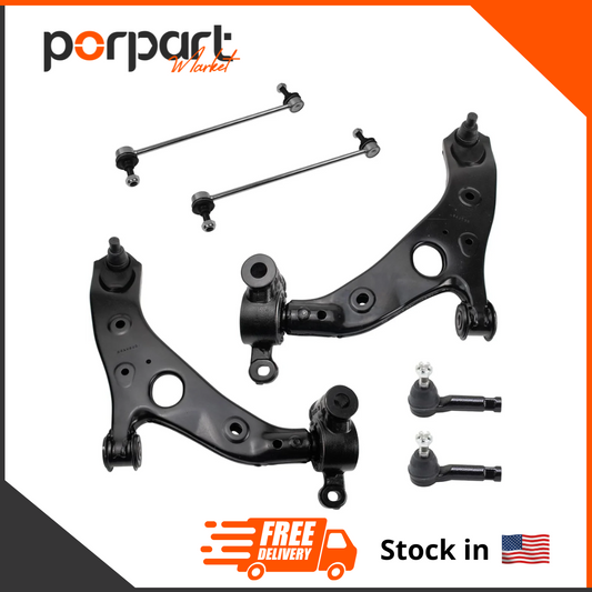 6 PCs  Suspension Kit Control Arm with Ball Joint Sway Bar Stabilizer Link Tie Rod for 2013-2016 Mazda CX-5