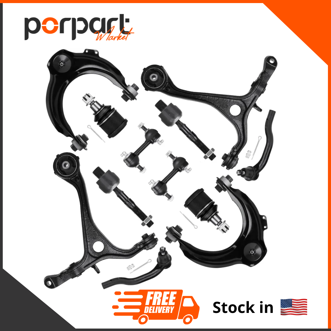 12PCS Front Upper Lower Control Arm K620616 K620617 for Honda Accord 2.4L 2003-2007, Acura TSX 2004-2008 W/Ball Joint Suspension Kit K640289 K640290 K80228 EV80210 ES80288 K90456 K90457
