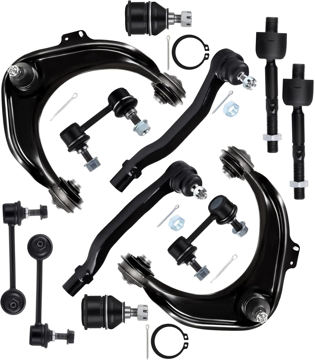12Pcs Suspension Kit 2 Upper Control Arm 2 Lower Ball Joint 2 Outer Tie Rod 2 Inner Tie Rod 2 Front Sway Bar 2 Rear Sway Bar Fit 1998 1999 2000 2001 2002 for Honda for Accord