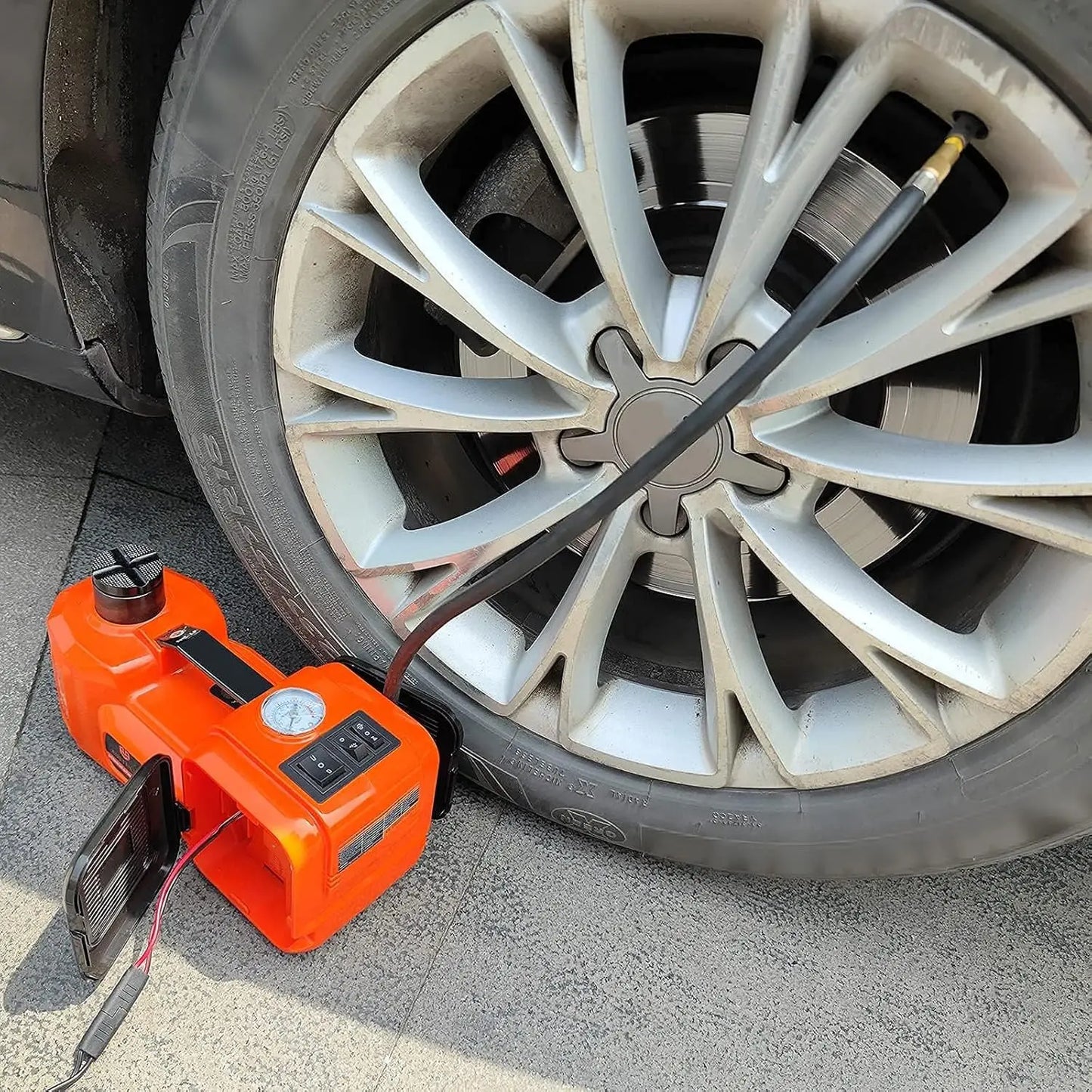 Electric Car Jack 5Ton 12V Hydraulic Kit with Inflator for SUV Sedan MPV Tire Change Emergency Repair