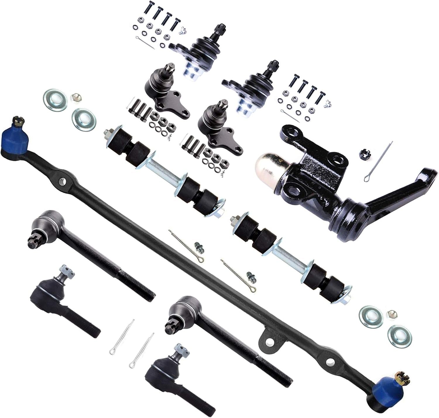 12Pcs Front Upper Lower Ball Joints Outer Inner Tie Rod Ends Center Link Suspension Sway Bar Links Idler Arm Fit 1989 1990 1991 1992 1993 1994 1995 for Toyota Pickup RWD