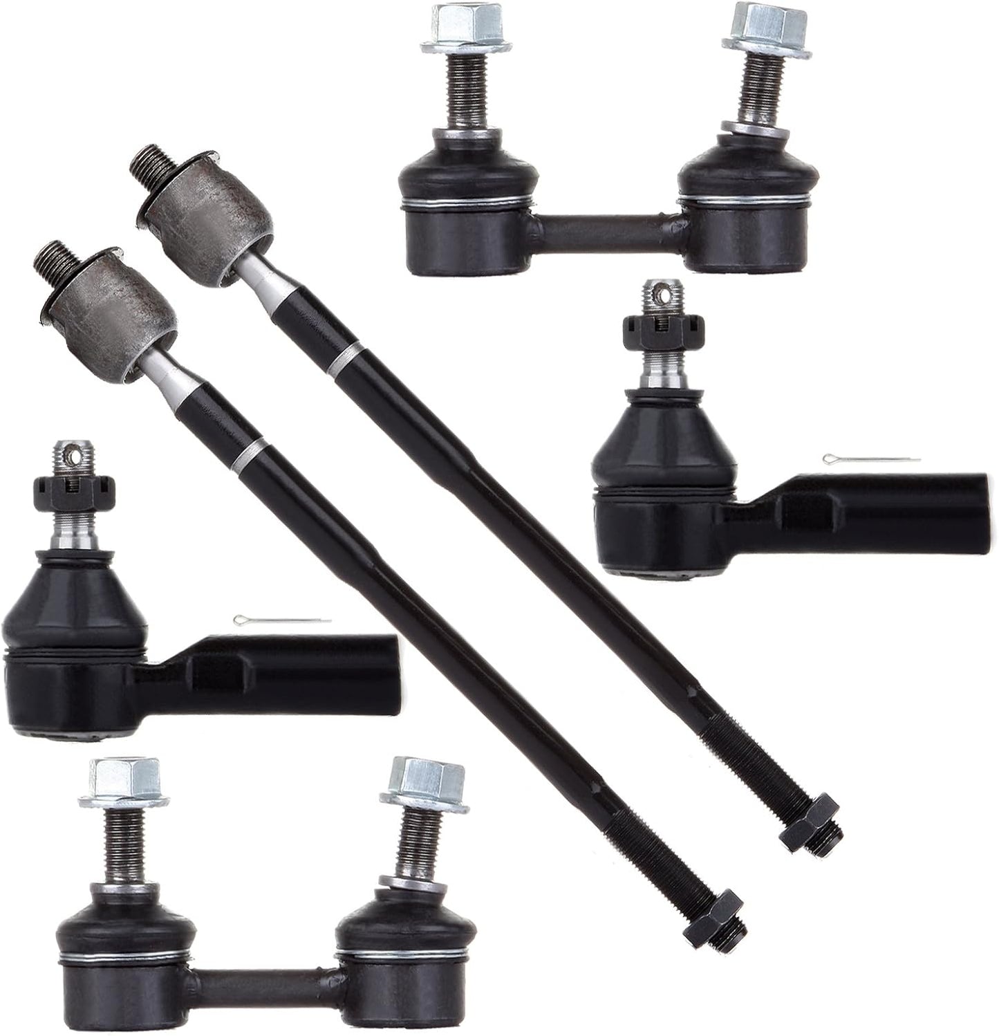 6Pcs Suspension Kit 2 Front Stabilizer/Sway Bar Link 2 Outer Tie Rod End 2 Inner Tie Rod End Fit 1998-2002 for Chevrolet Prizm 1993-2002 for Toyota Corolla 1996-2000 for Toyota for Rav4