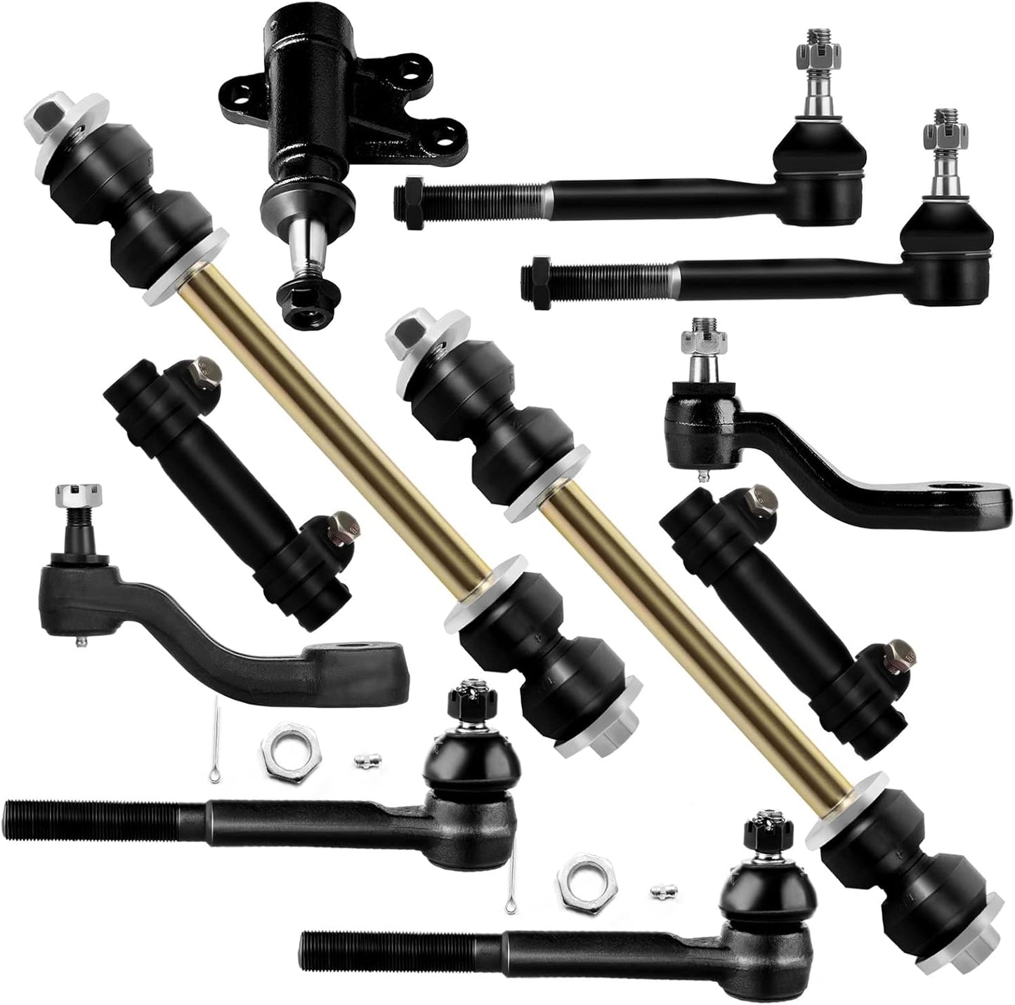 11Pcs Suspension Kit 1 Idler Arm 1 Bracket Assembly 1 Pitman Arm 2 Outer 2 Inner Tie Rod End 2 Tie Rod End Adjusting Sleeve 2 Stabilizer Bar Fit for 1993 94 95 96 97 98 1999 for GMC Yukon 4WD