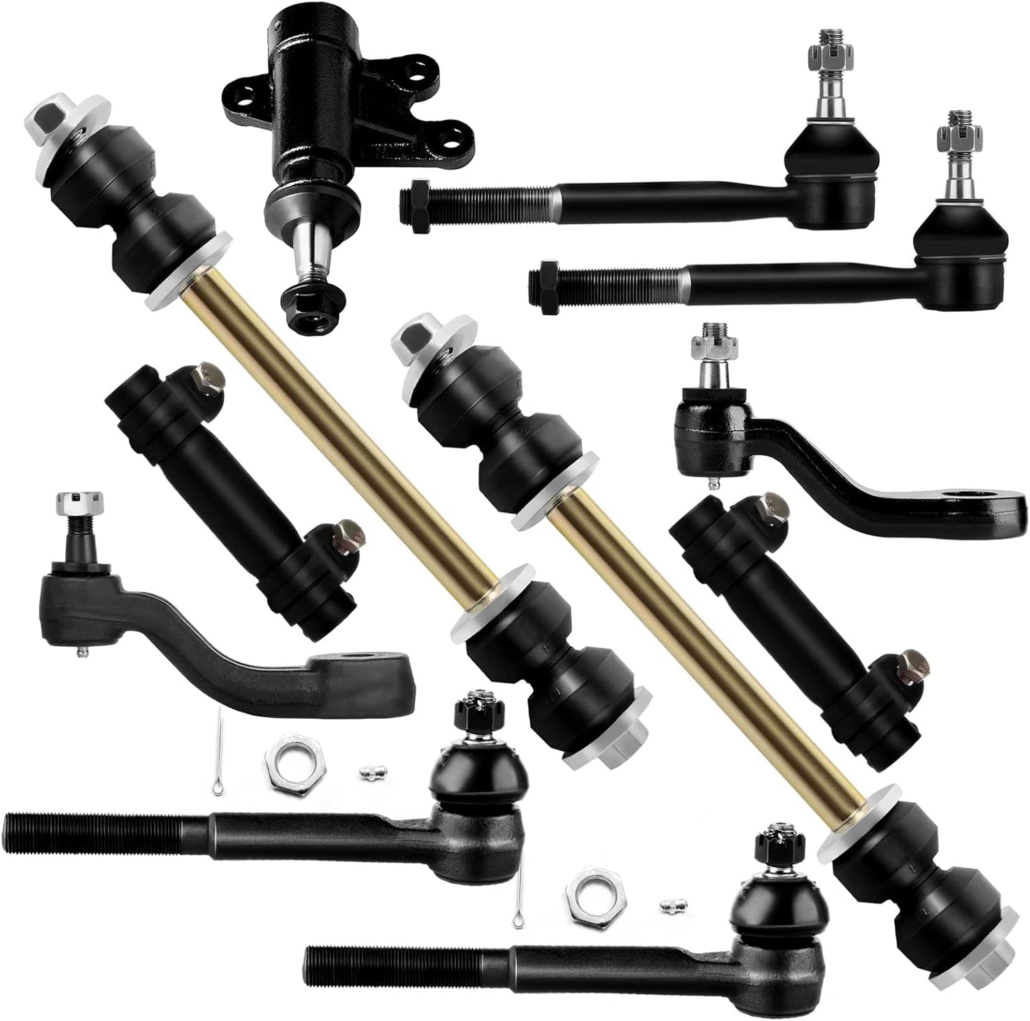 11Pcs Suspension Kit 1 Idler Arm 1 Bracket Assembly 1 Pitman Arm 2 Outer 2 Inner Tie Rod End 2 Tie Rod End Adjusting Sleeve 2 Stabilizer Bar Fit for 1993 94 95 96 97 98 1999 for GMC Yukon 4WD