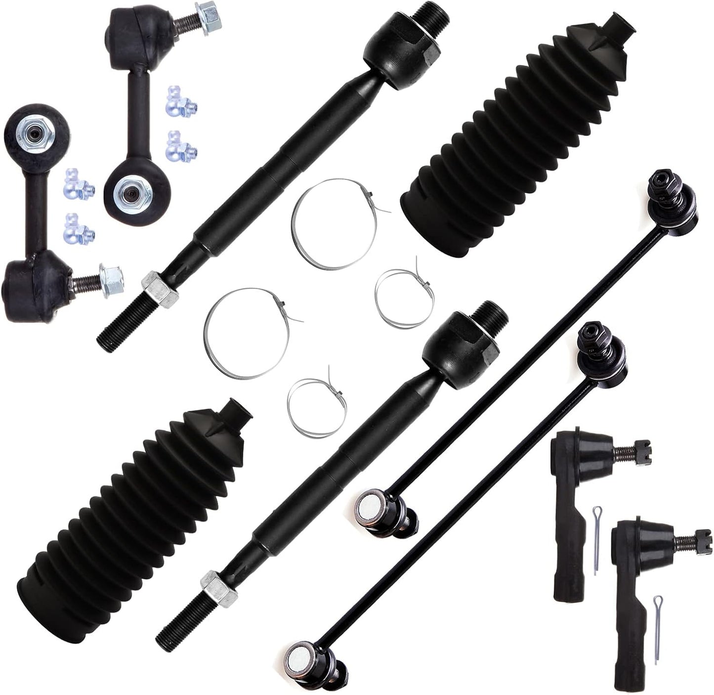 10 Pcs Suspension Kit - Fit 2007-2011 for Honda CR-V, Include - Front Inner and Outer Tie Rod End Front Sway Bar End Link Rear Sway Bar End Link Front Steering Rack Boot OE# EV800569 ES800510