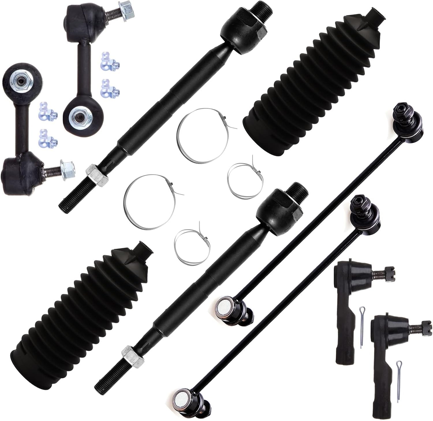 10 Pcs Suspension Kit - Fit 2007-2011 for Honda CR-V, Include - Front Inner and Outer Tie Rod End Front Sway Bar End Link Rear Sway Bar End Link Front Steering Rack Boot OE# EV800569 ES800510