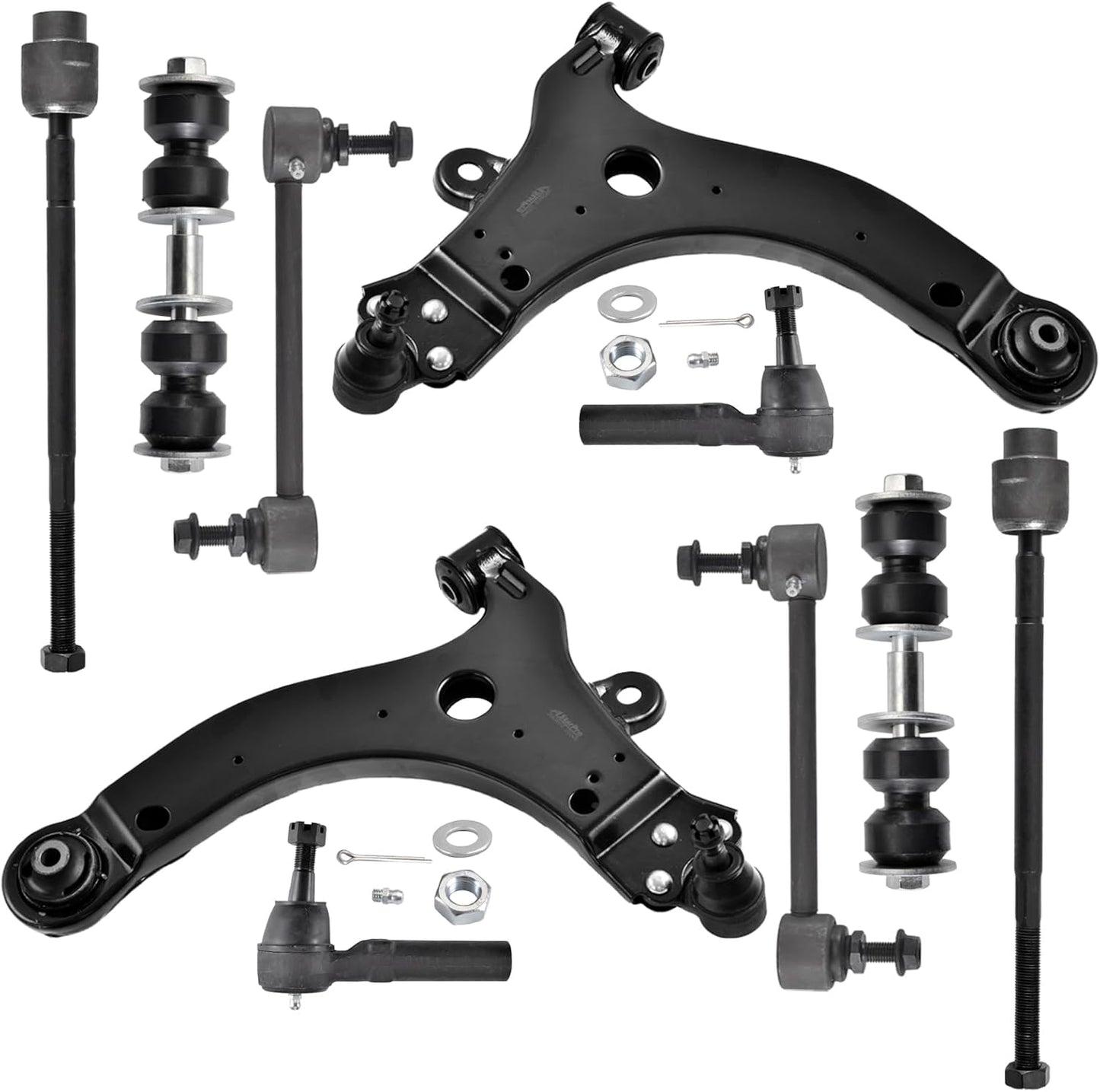 10Pcs Suspension Kit Front Lower Control Arm with Ball Joint & Tie Rod End Inner and Outer & Front Sway Bar End Links Compatible with 2000-2016 Chevrolet Impala Monte Carlo Pontiac Grand Prix