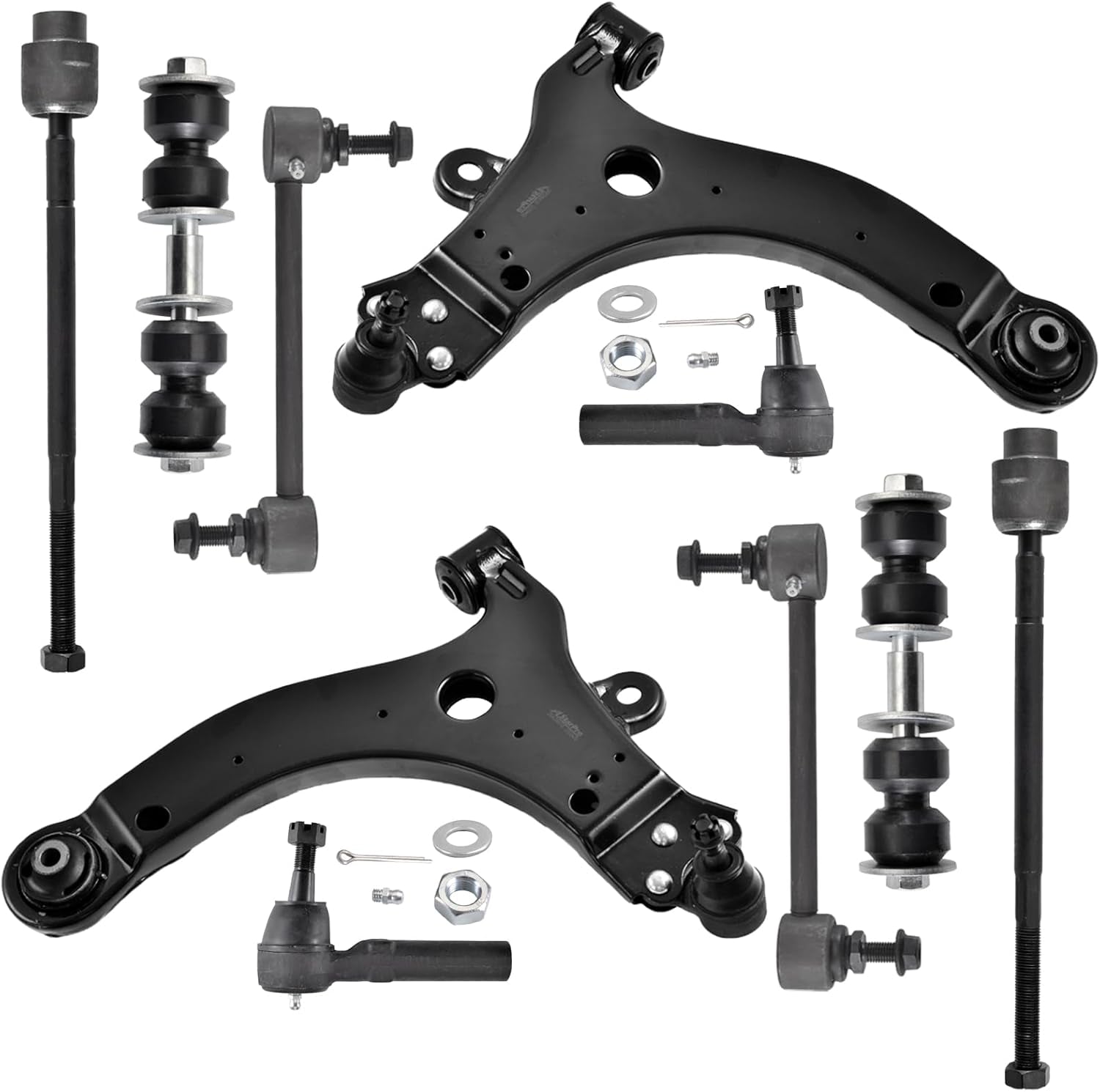 10Pcs Suspension Kit Front Lower Control Arm with Ball Joint & Tie Rod End Inner and Outer & Front Sway Bar End Links Compatible with 2000-2016 Chevrolet Impala Monte Carlo Pontiac Grand Prix