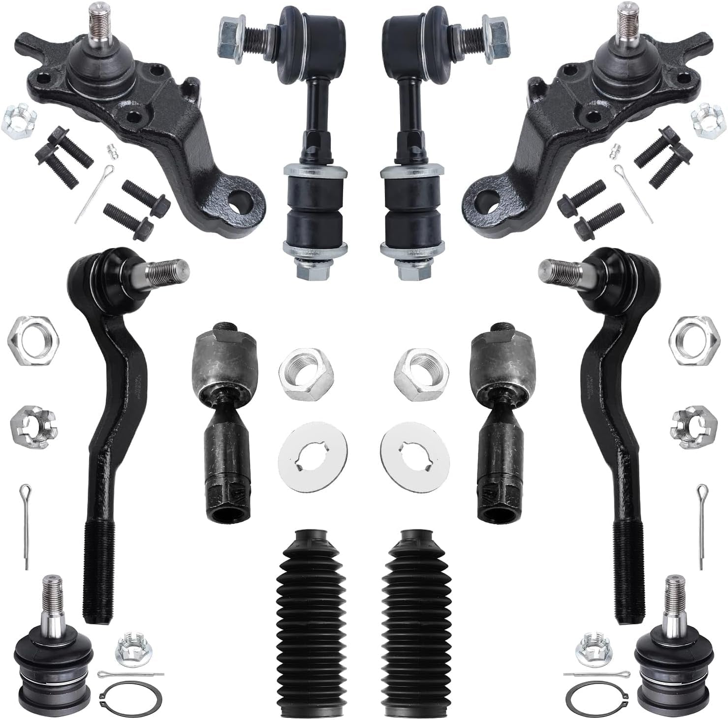 - 12Pc Front Suspension Kit for 1995-2000 Toyota Tacoma 1996 1997 1998 1999 2000, 4 Upper & Lower Ball Joints, 4 Inner & Outer Tie Rods, 2 Sway Bars, 2 Boots, Replacement