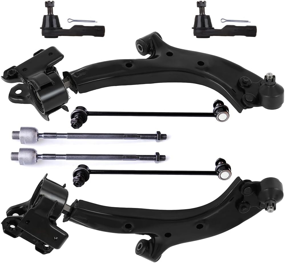 8PCS  Front Suspension Kit Fit for 2007 2008 2009 2010 2011 for Honda CR-V Lower Control Arm and Ball Joints Outer Inner Tie Rod Ends Sway Bar Links