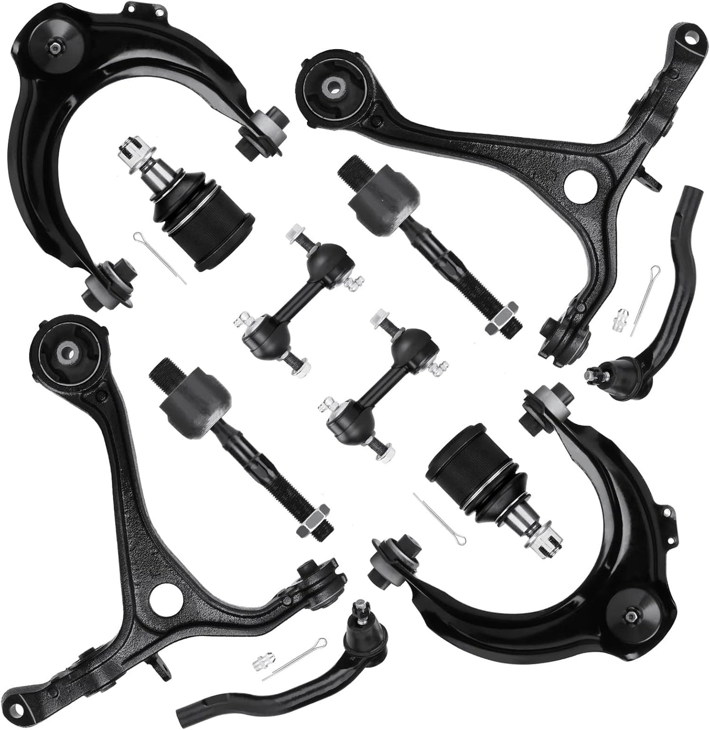 12PCS Front Upper Lower Control Arm K620616 K620617 for Honda Accord 2.4L 2003-2007, Acura TSX 2004-2008 W/Ball Joint Suspension Kit K640289 K640290 K80228 EV80210 ES80288 K90456 K90457