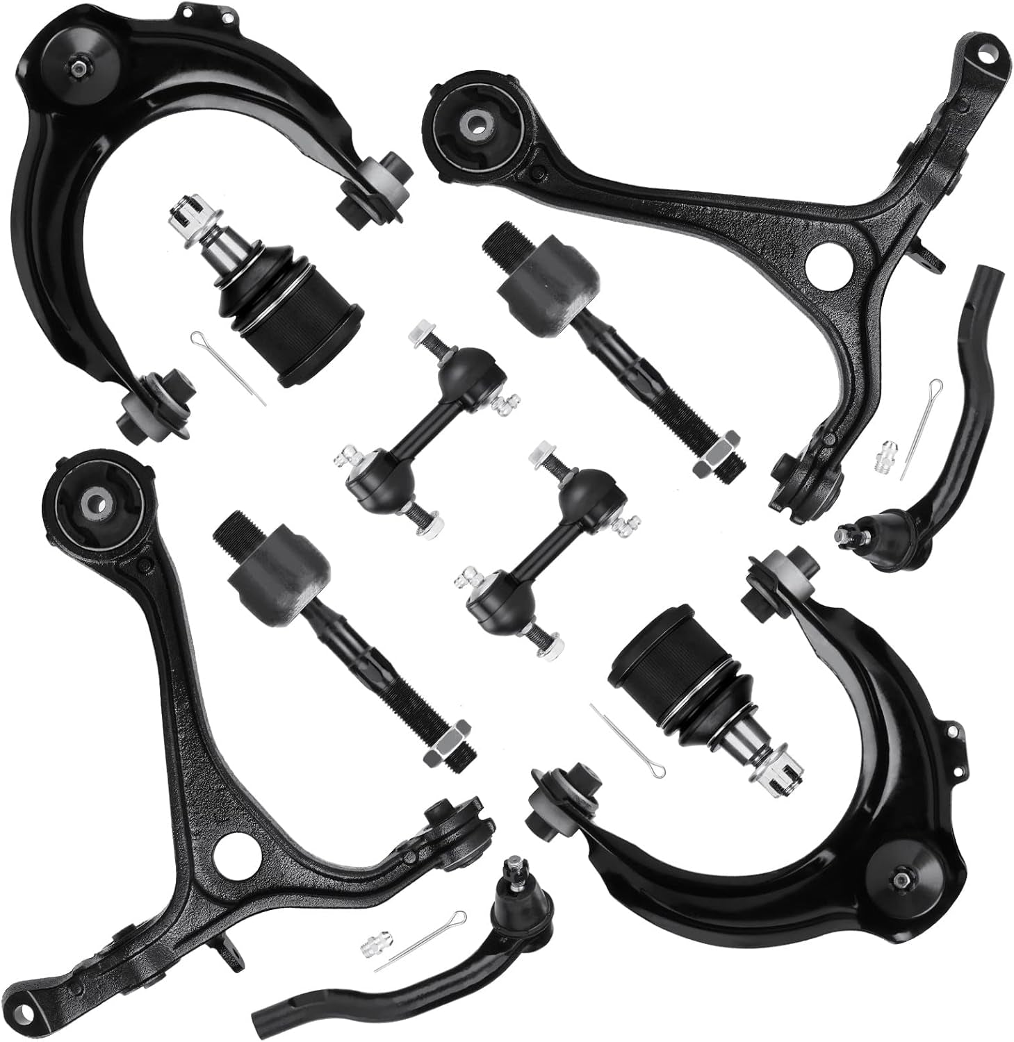 12PCS Front Upper Lower Control Arm K620616 K620617 for Honda Accord 2.4L 2003-2007, Acura TSX 2004-2008 W/Ball Joint Suspension Kit K640289 K640290 K80228 EV80210 ES80288 K90456 K90457