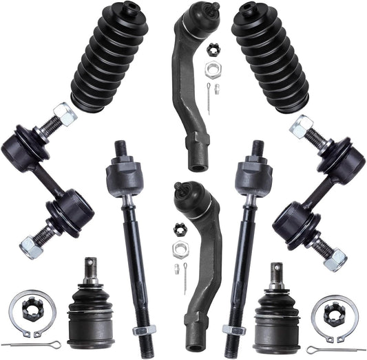 - 10Pc Front Suspension Kit for 1997-2001 Honda CR-V 1998 1999 2000, 2 Lower Ball Joints, 4 Inner & Outer Tie Rods, 2 Sway Bar Links, 2 Boots, Replacement