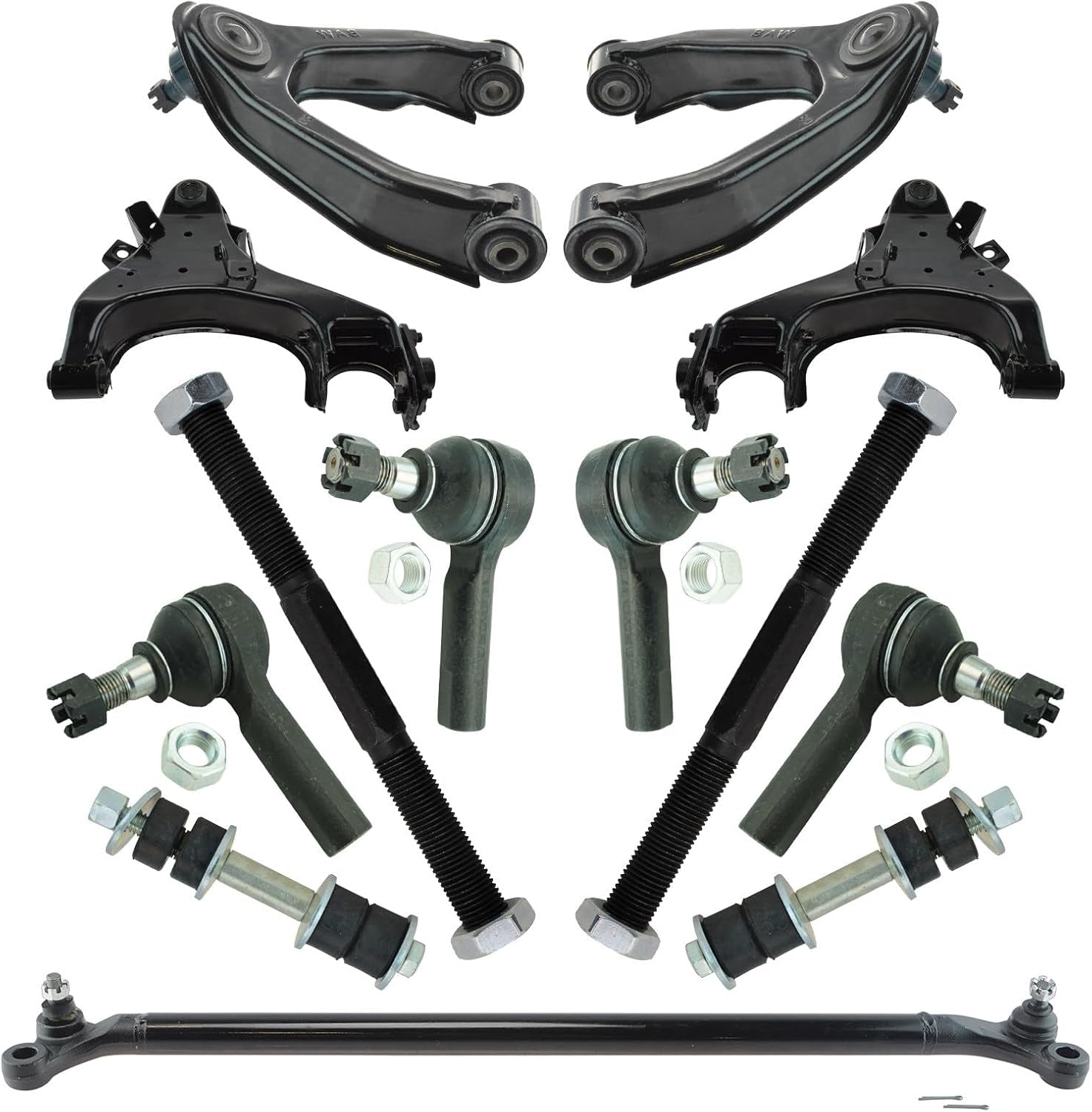 Front Steering & Suspension Kit Compatible with 2000-2004 Nissan Xterra NI4510103 NI4511103 NI4512100 NI4513100