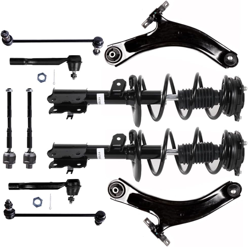 Struts Shock Suspension Kit for Nissan Rogue 2008-2011 Front Complete Struts Assembly Control Arm Stabilizer Bar Link Tie Rod End 10 Pcs, 172608,11733 172609