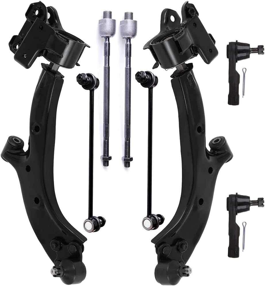 8PCS  Front Suspension Kit Fit for 2007 2008 2009 2010 2011 for Honda CR-V Lower Control Arm and Ball Joints Outer Inner Tie Rod Ends Sway Bar Links