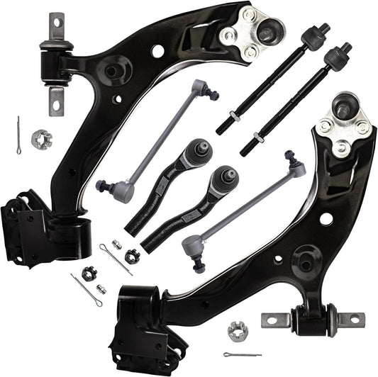 - 8Pc Front End Control Arms Kit for 2015-2016 Honda CR-V, 2 Lower Control Arms W/Ball Joint 4 Tie Rods 2 Stabilizer Sway Bars Replacement