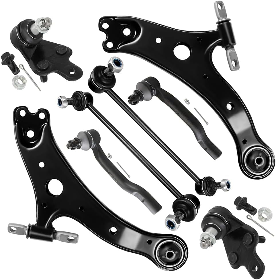 8Pcs Front Suspension Kit Lower Control Arm Assembly Lower Ball Joints Outer Tie Rod Ends Sway Bar Links Fit for 2012-2017 for Toyota Camry 2013-2018 for Toyota Avalon