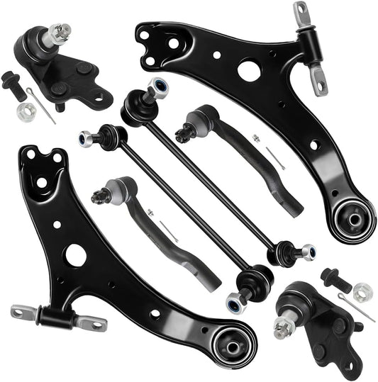 8Pcs Front Suspension Kit Lower Control Arm Assembly Lower Ball Joints Outer Tie Rod Ends Sway Bar Links Fit for 2012-2017 for Toyota Camry 2013-2018 for Toyota Avalon