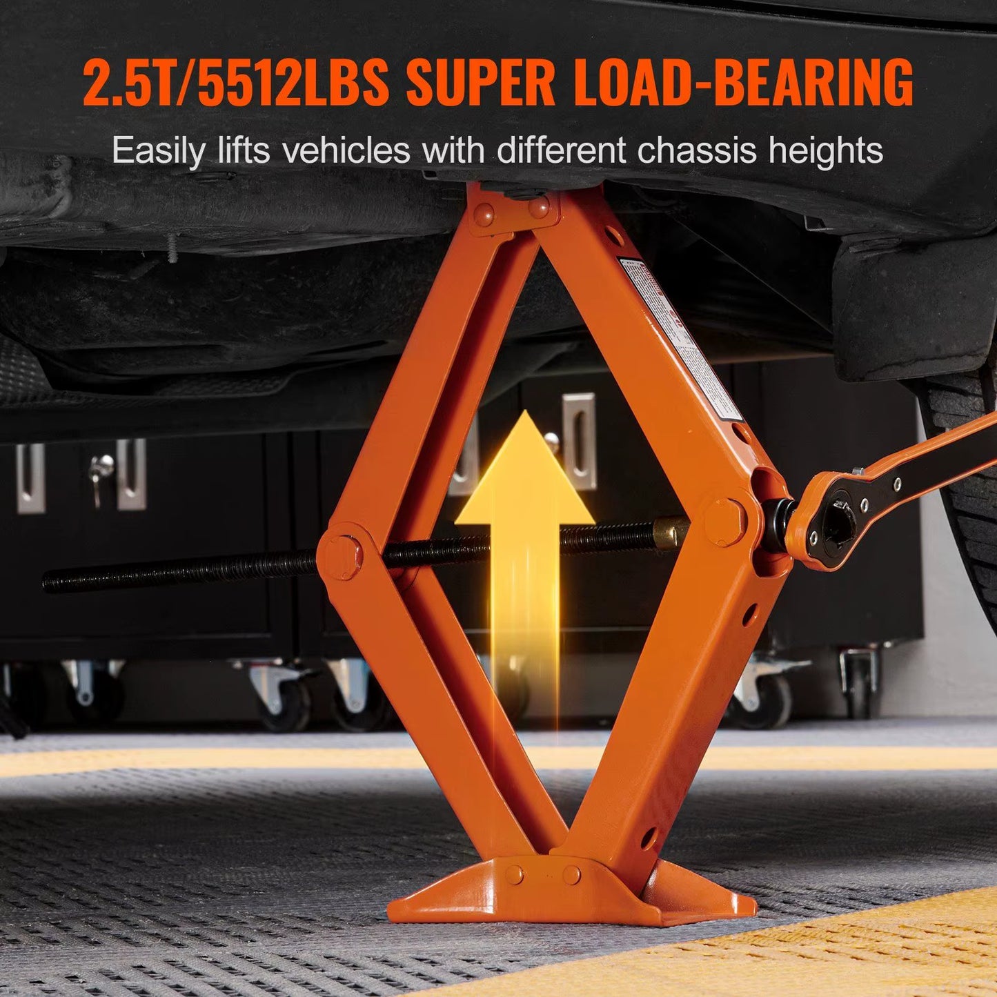 Portable 2.5 Ton/5512 Lbs Car Jack with Ratcheting Handle & L-Wrench 3.7'-17.1\" Lifting Range for Cars Trucks Sedans Mpvs