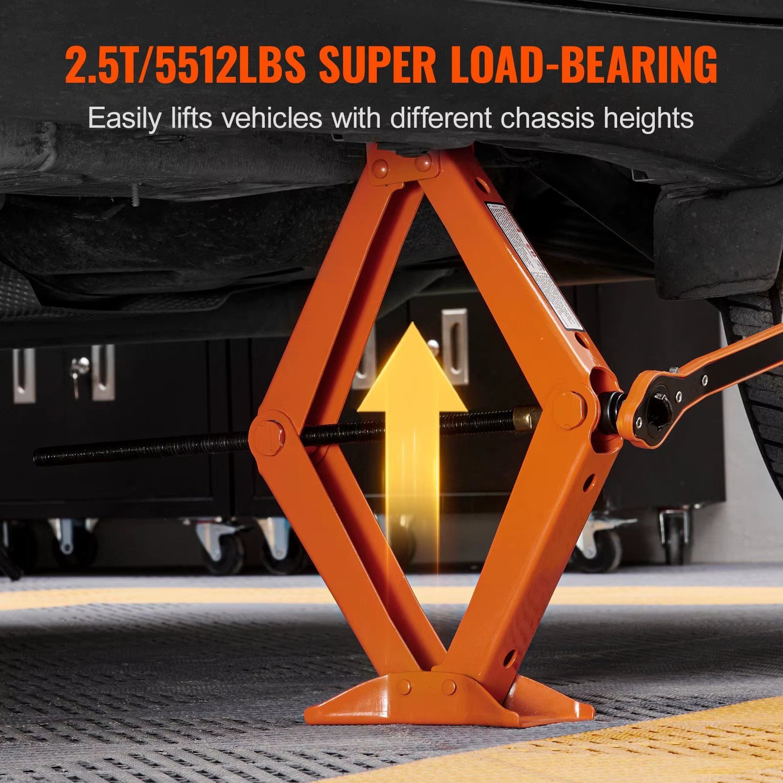 Portable 2.5 Ton/5512 Lbs Car Jack with Ratcheting Handle & L-Wrench 3.7'-17.1\" Lifting Range for Cars Trucks Sedans Mpvs
