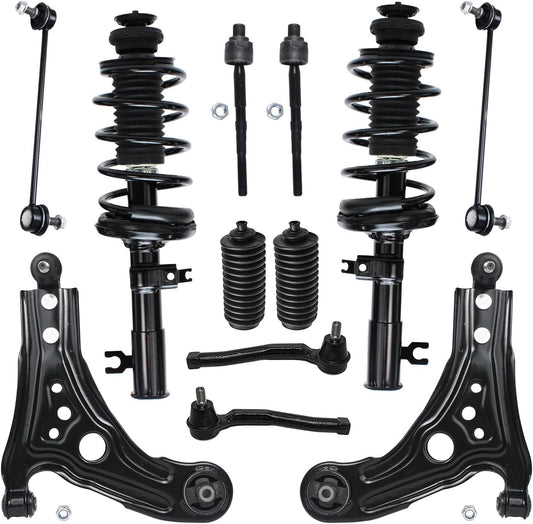 - 12Pc Front End Suspension Kit for Chevy Aveo Aveo5 Pontiac G3 Wave 2 Ready Struts 2 Lower Control Arms W/Ball Joints 2 Sway Bars 4 Inner Outer Tie Rods 2 Boots Replacement Struts Shocks