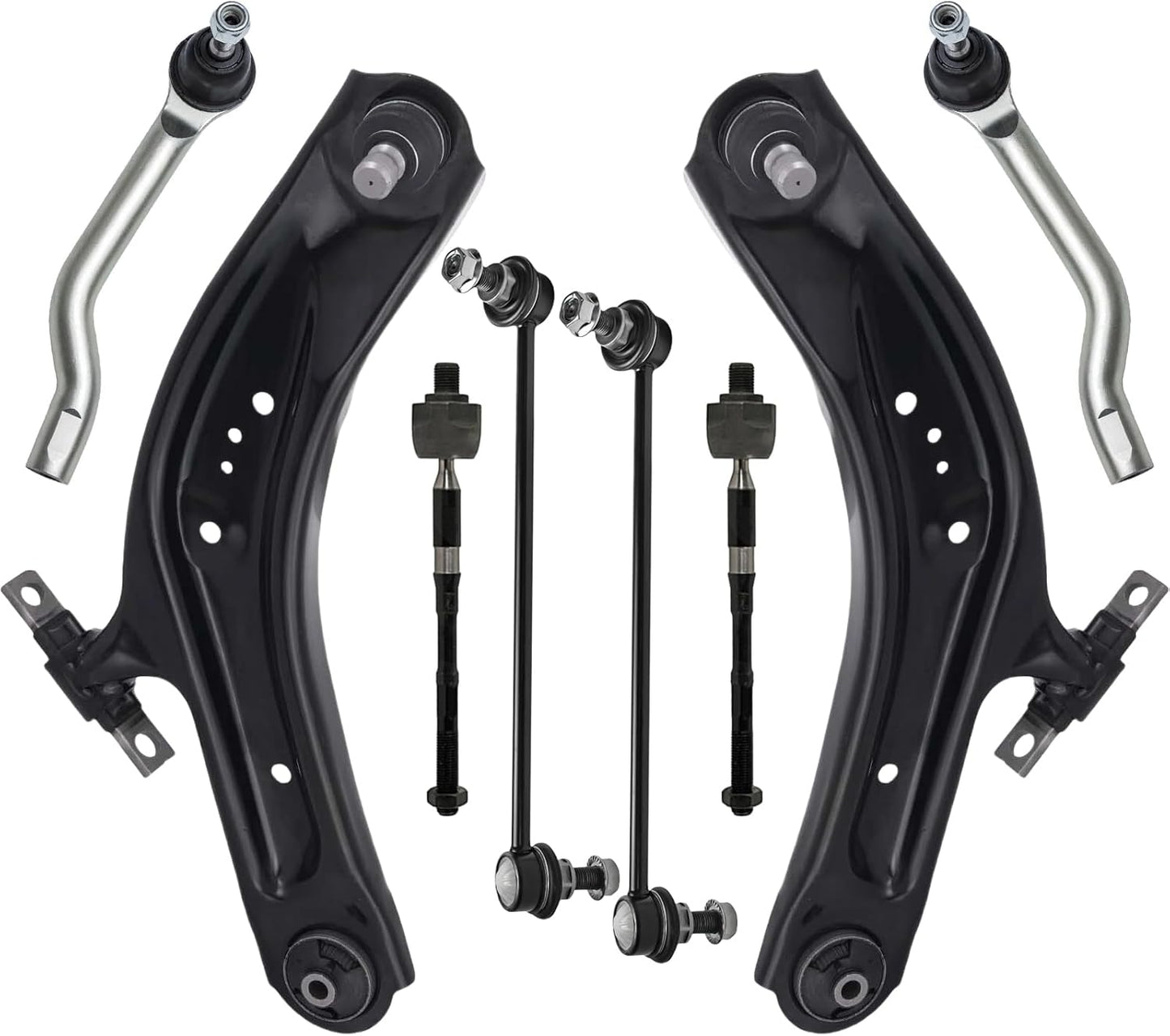 8Pcs Front Lower Control Arm End Link Sway Bar Tie Rod Suspension Kit for 2008-2013 Nissan Rogue 2.5L, 2014-2015 Nissan Rogue Select 2.5L