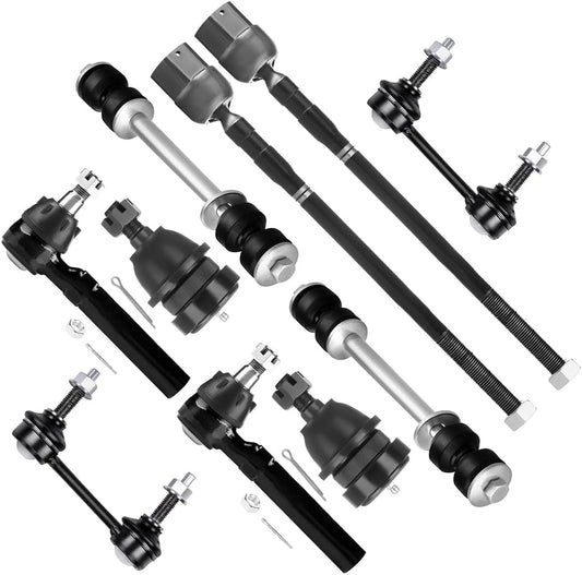 10Pcs Suspension Kit Front Sway Bar Links Rear Sway Bar Links Inner Outer Tie Rod End Lower Ball Joint Fit 1999 2000 2001 2002 2003 2004 for Ford for Mustang (Not for SVT)