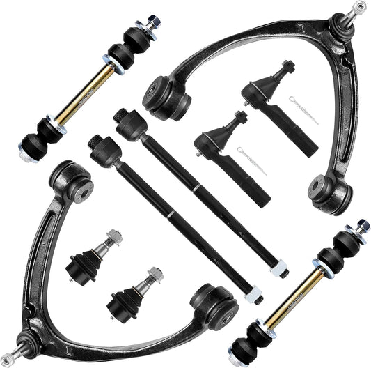 10Pcs Front Suspension Kit Upper Control Arm Tie Rod Ends Sway Bar Links Lower Ball Joints Fit 2007-2013 for Chevy Silverado 1500 Suburban 1500 2007-2014 Tahoe