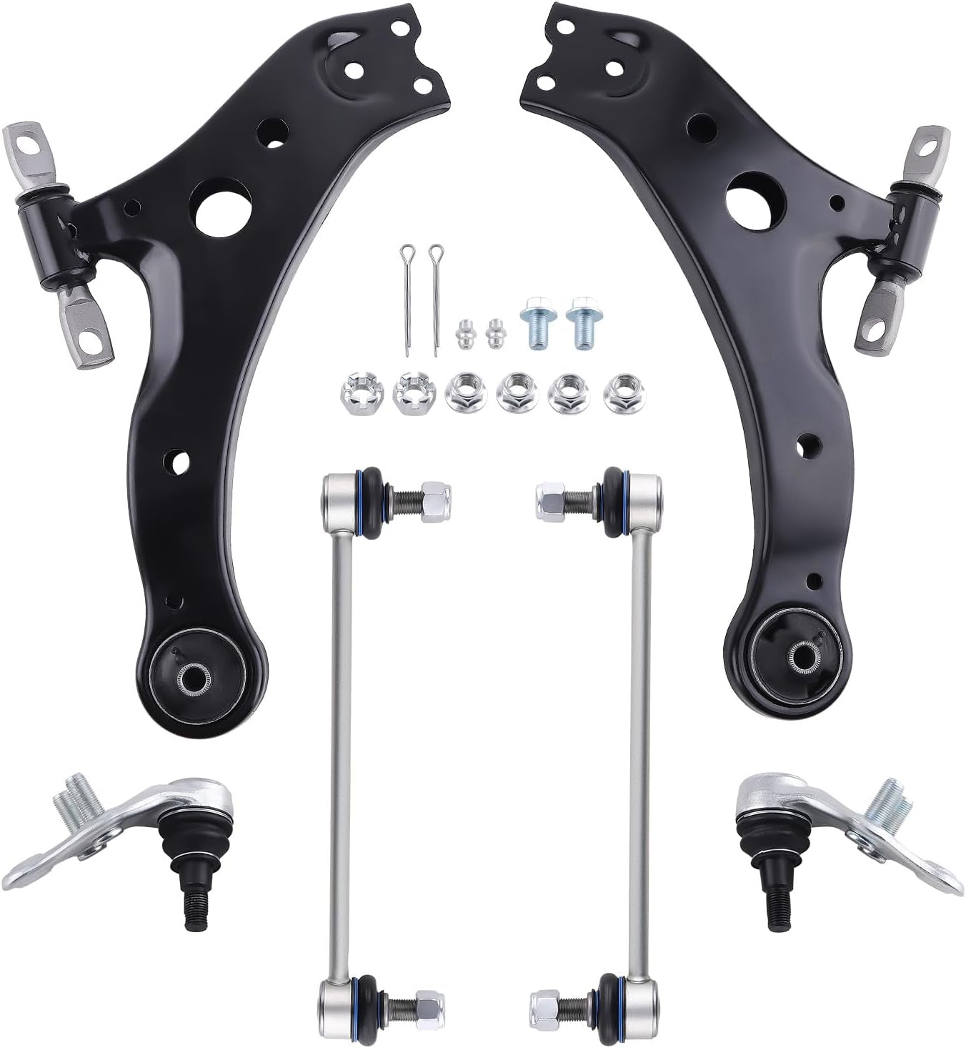 14Pcs Front Lower Control Arm for Toyota Camry 2007-2011 Suspension Kit with Ball Joints Sway Bar End Links Tie Rod End Link Boots