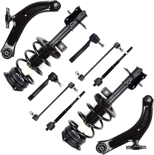 Shocks Absorbers and Control Arm for 2007-2012 for Nissan Sentra Suspension Kit Front 2008 2009 2010 2011 with Stabilizer Bar Link Tie Rod End Ball Joint S Tie Rod Replace 172379 10Pcs