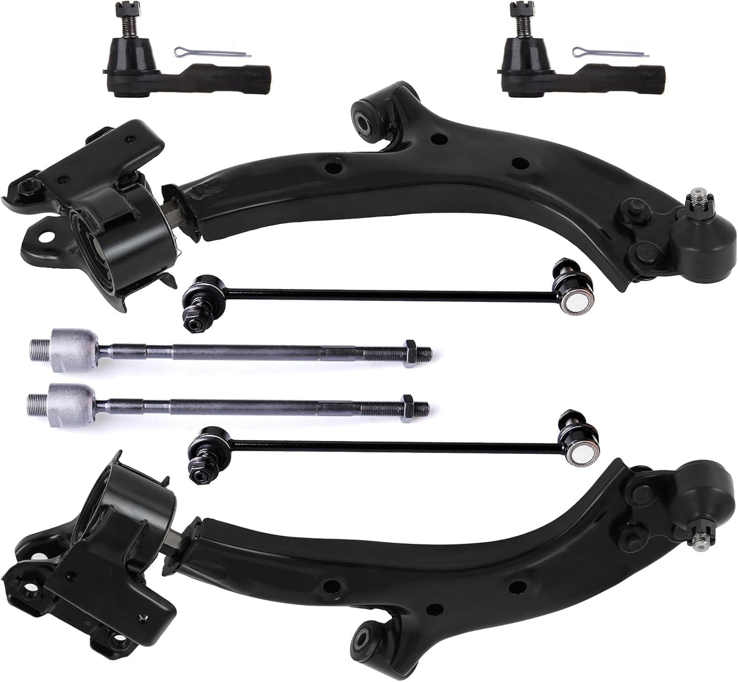 8PCS  Front Suspension Kit Fit for 2007 2008 2009 2010 2011 for Honda CR-V Lower Control Arm and Ball Joints Outer Inner Tie Rod Ends Sway Bar Links