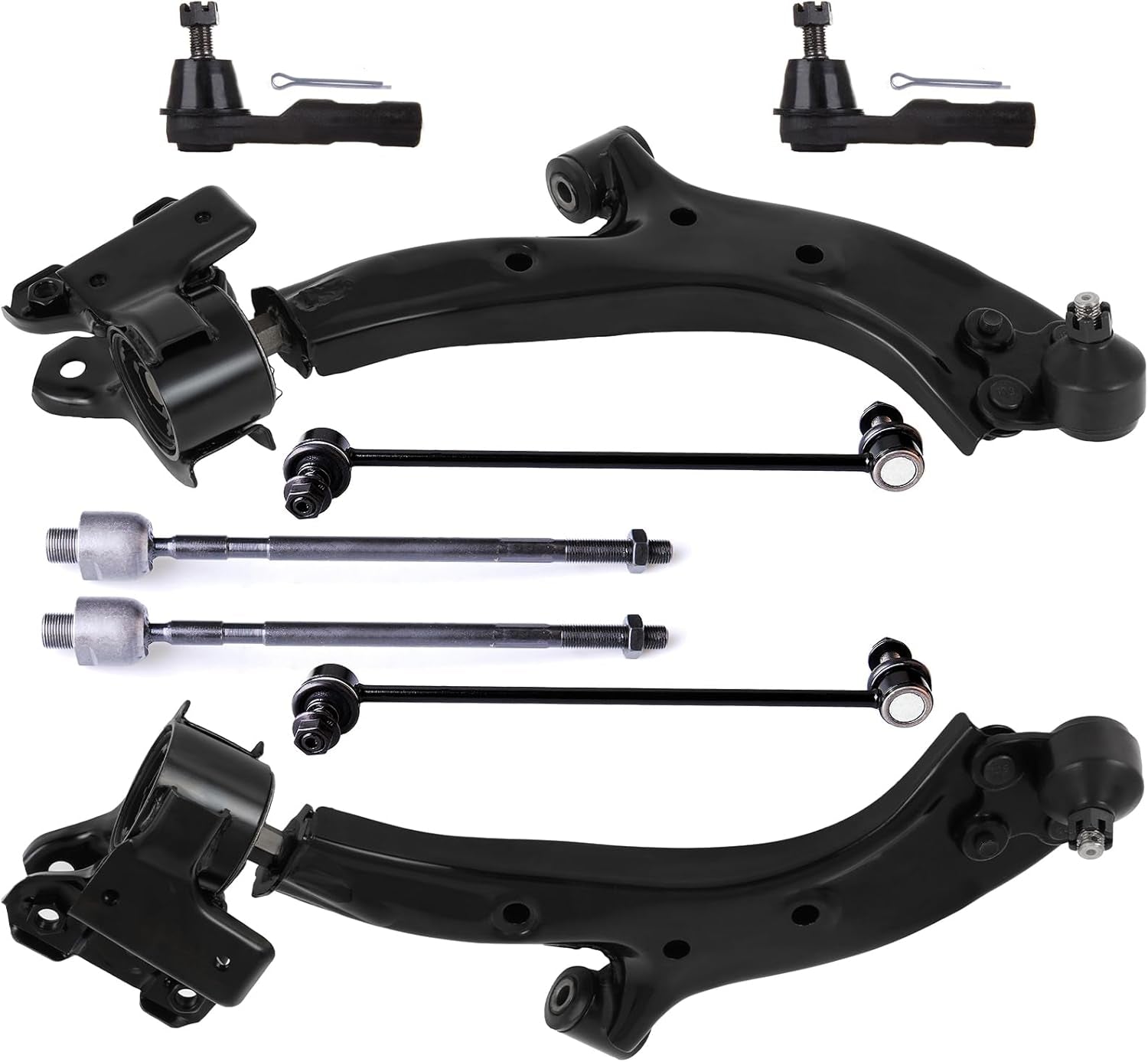 8PCS  Front Suspension Kit Fit for 2007 2008 2009 2010 2011 for Honda CR-V Lower Control Arm and Ball Joints Outer Inner Tie Rod Ends Sway Bar Links