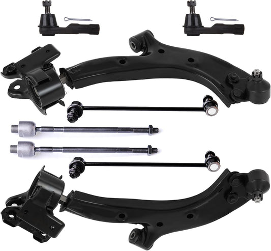 8PCS  Front Suspension Kit Fit for 2007 2008 2009 2010 2011 for Honda CR-V Lower Control Arm and Ball Joints Outer Inner Tie Rod Ends Sway Bar Links