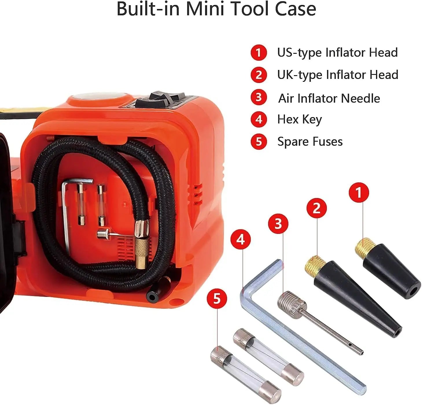 Electric Car Jack 5Ton 12V Hydraulic Kit with Inflator for SUV Sedan MPV Tire Change Emergency Repair