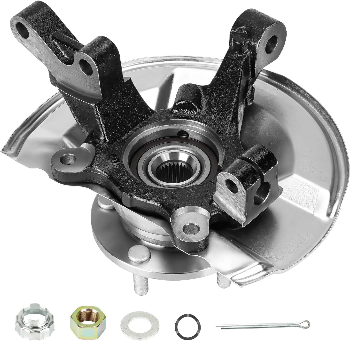 2 Front Steering Knuckles & Wheel Bearing Hub Assembly for Jeep Patriot 07-17, for Compass 07-17, for Dodge Caliber 07-12, 2.0L 2.4L, 4WD AWD FWD, Left Driver and Right Passenger Side, 698411 698410