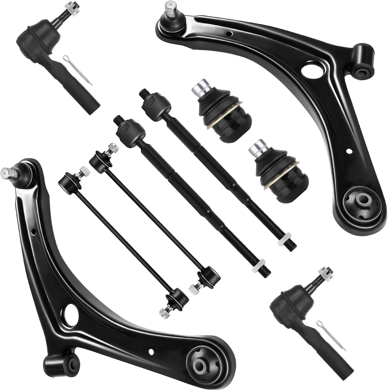 10Pcs Front Suspension Kit Lower Control Arm Inner Outer Tie Rod End Sway Bar Link Lower Ball Joint Fit 2007-2017 for Jeep Compass Patriot 2007-2012 for Dodge Caliber