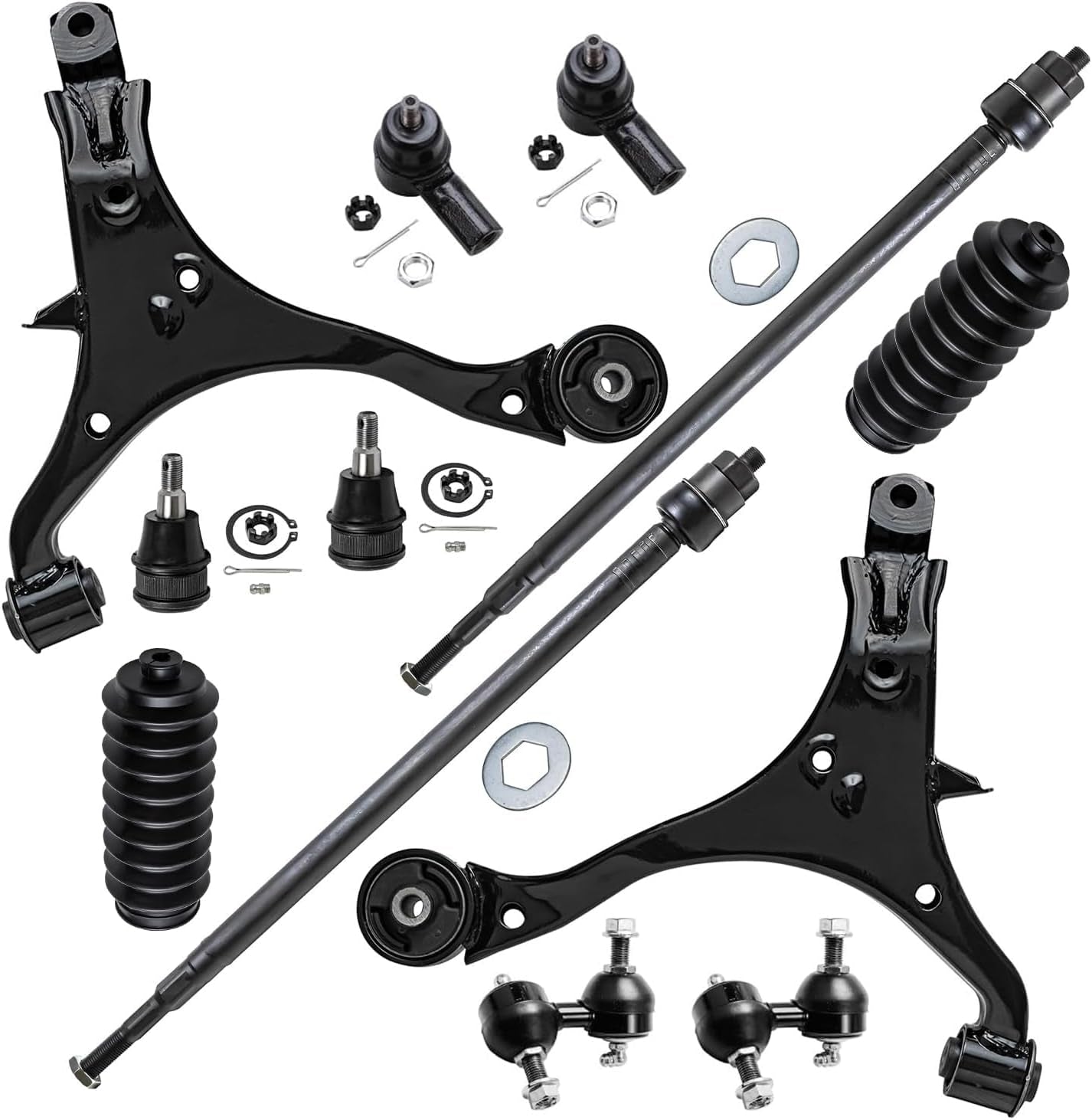 - Front End 12Pc Suspension Kit for 02-06 Honda CR-V 2002 2003 2004 2005 2006, 2 Lower Control Arms 2 Ball Joints 2 Sway Bar Links 4 Outer & Inner Tie Rod Ends 2 Boots Replacement