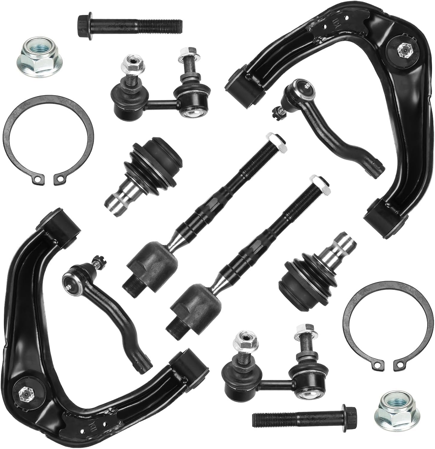 Front Upper Control Arms W/Ball Joint for Nissan Frontier 2005-2019, Pathfinder 05-12, for Nissan Xterra 2005-2015 Sway Bars + Tie Rods End Suspension Kit 10PCS K621245 K621246 K80647 K80470 K80471