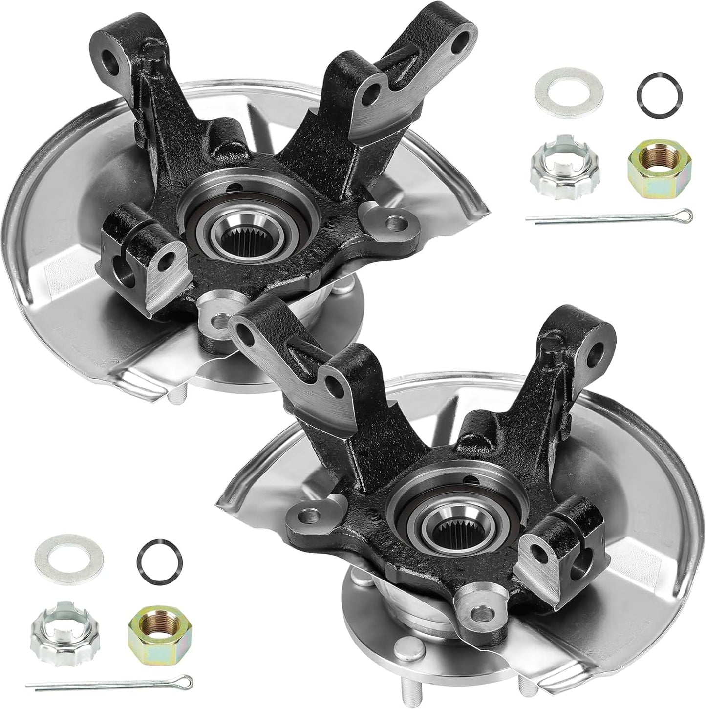 2 Front Steering Knuckles & Wheel Bearing Hub Assembly for Jeep Patriot 07-17, for Compass 07-17, for Dodge Caliber 07-12, 2.0L 2.4L, 4WD AWD FWD, Left Driver and Right Passenger Side, 698411 698410
