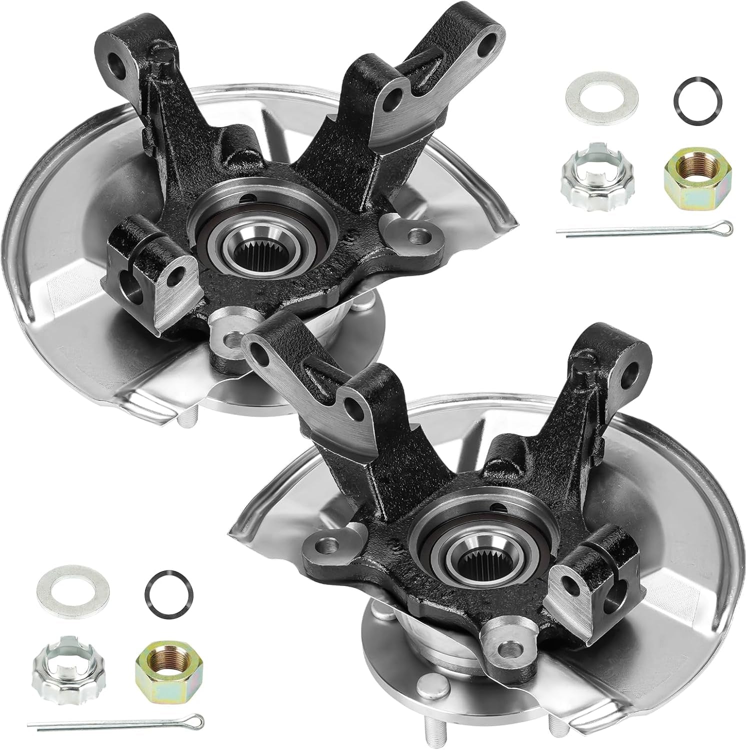 2 Front Steering Knuckles & Wheel Bearing Hub Assembly for Jeep Patriot 07-17, for Compass 07-17, for Dodge Caliber 07-12, 2.0L 2.4L, 4WD AWD FWD, Left Driver and Right Passenger Side, 698411 698410