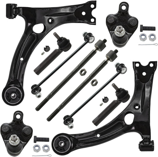 - 1.8L Front End Suspension Kit for 2009-2013 Toyota Corolla Matrix, 2 Lower Control Arms 2 Lower Ball Joints 2 Sway Bar End Links 4 Inner and Outer Tie Rods 2010 2011 2012 Replacement