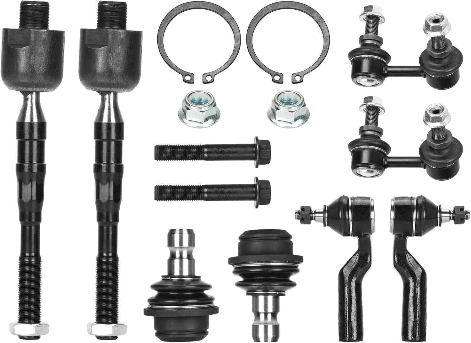 Front Upper Control Arms W/Ball Joint for Nissan Frontier 2005-2019, Pathfinder 05-12, for Nissan Xterra 2005-2015 Sway Bars + Tie Rods End Suspension Kit 10PCS K621245 K621246 K80647 K80470 K80471